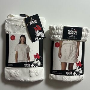 NWT Disney Minnie Mouse 2 Piece Set, White, Size M